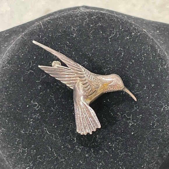 Vintage Sterling Silver Hummingbird Pin Brooch MCM 70s Small - Picture 1 of 4